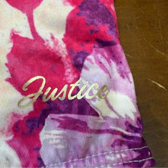 Justice Pink and Gold Floral gymnastics/dance/tumbling leotard. Preowned - Picture 5 of 7